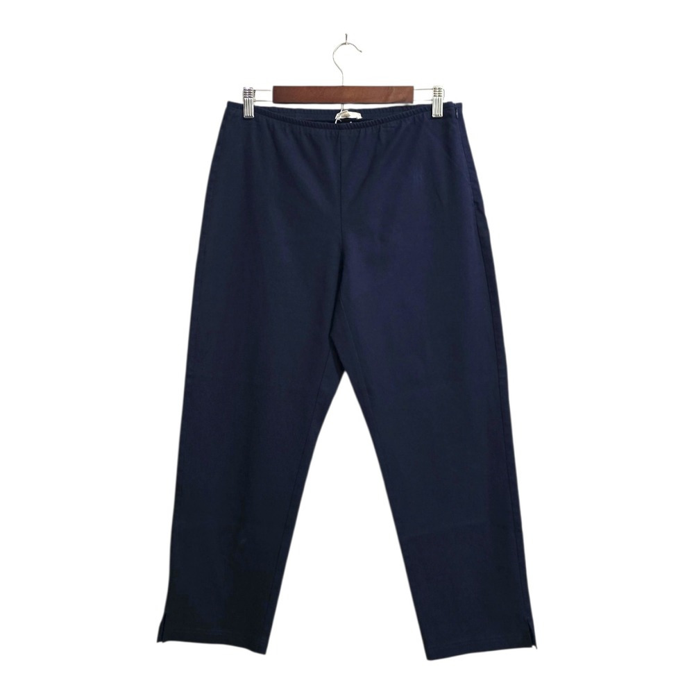 Eileen Fisher Organic Cotton Twill Slim Ankle Pant In Navy Sz PM